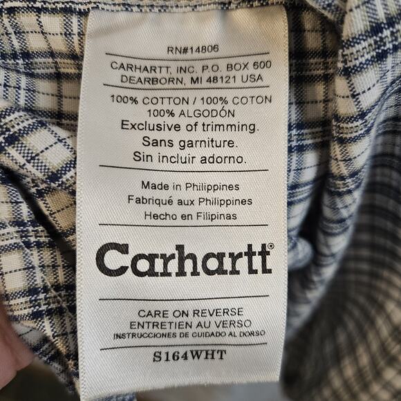 Carhartt Mens Short Sleeve Plaid Button Down Shirt Size 2XL Tall Heavy Cotton - Picture 6 of 6